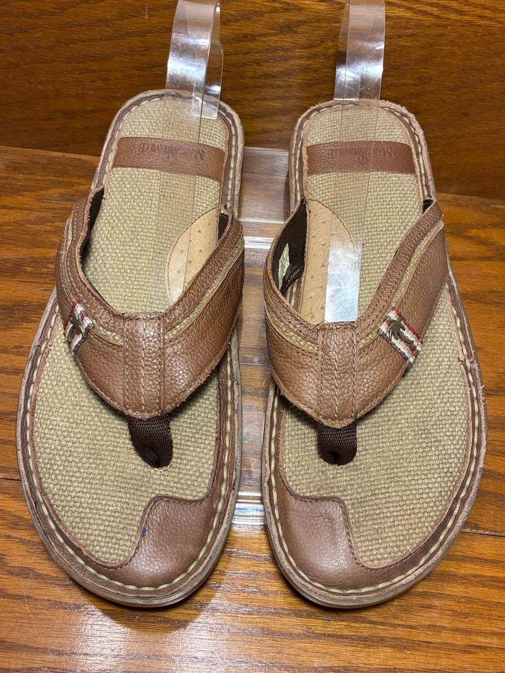 Margaritaville Brown Leather Flip Flop Sandals Jimmy Buffett Men’s 11